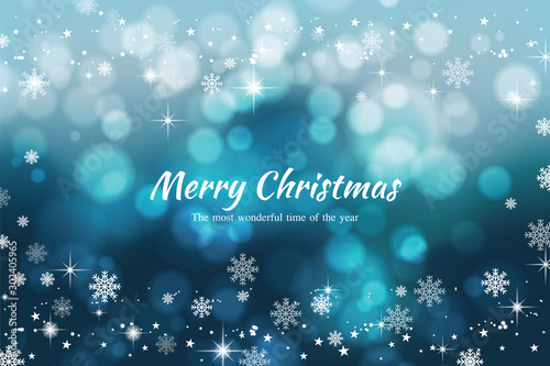 Snowflakes and snowfall on a cold blue winter background. illustrator Vector Eps 10.