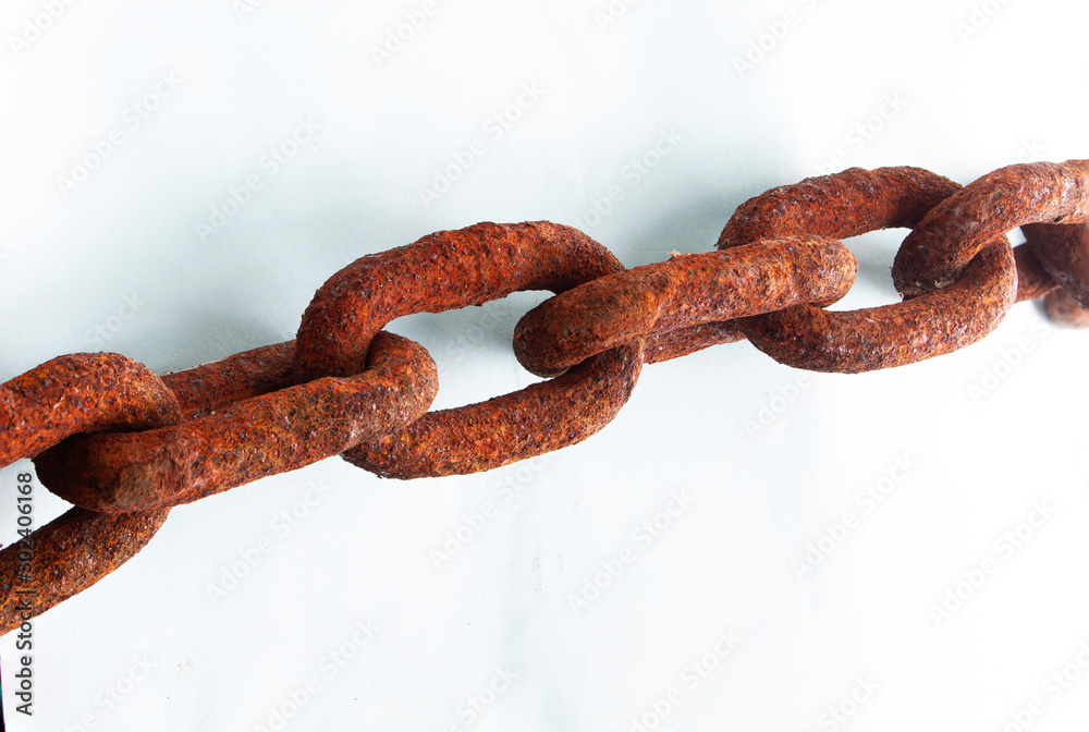 Fototapeta premium Steel chains caked with rust. at facility.