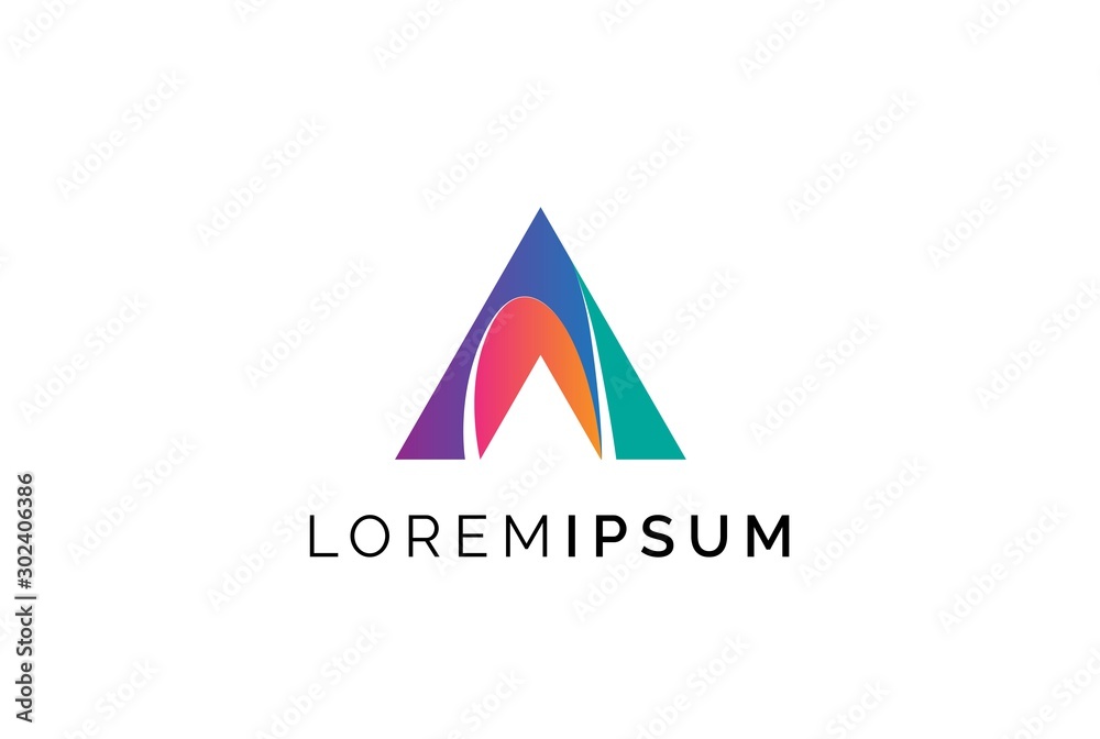 Abstract triangle letter A logo design template vector graphic
