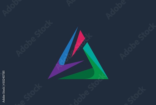 Abstract triangle letter A logo design template vector graphic