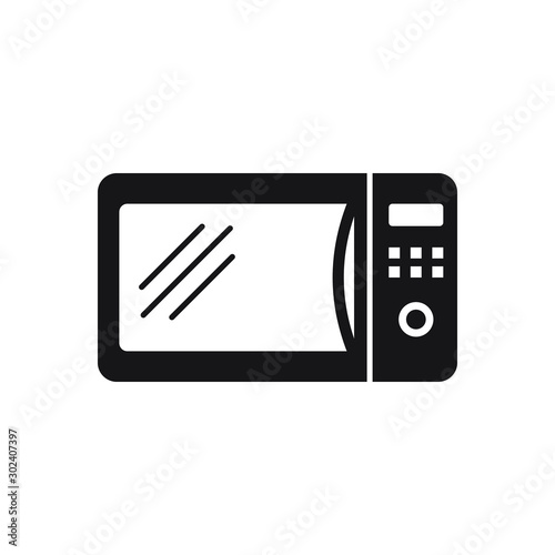Microwave oven icon isolated on white background. Home appliances icon. Vector Illustration.