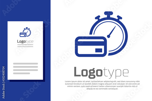 Blue Fast payments icon isolated on white background. Fast money transfer payment. Financial services, fast loan, time is money, cash back concept. Logo design template element. Vector Illustration