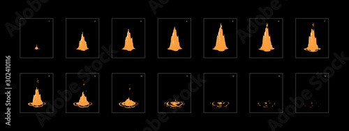 Dripping dust special effect animation. dust effect frame by frame animation sprite sheet. classic animation for game development, motion graphic or mobile games.