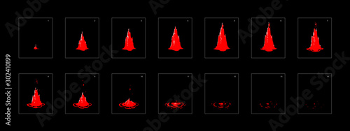 Dripping fire special effect animation. fire effect frame by frame animation sprite sheet. classic animation for game development, motion graphic or mobile games.