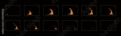 sprite sheet of dust wave splash or something else. frame by frame classic animation for game development, mobile games or motion graphic.