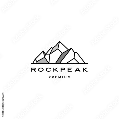 geometric rock stone mount peak landscape rockpeak hard logo vector template