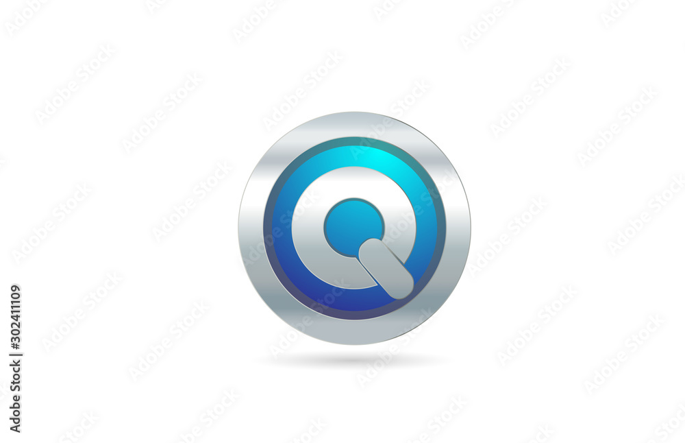Q alphabet letter blue metal logo icon design for company or business Q alphabet letter blue metal logo icon design for company or business