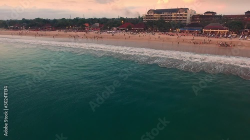 Aerial video on Jimbaran beach at sunset