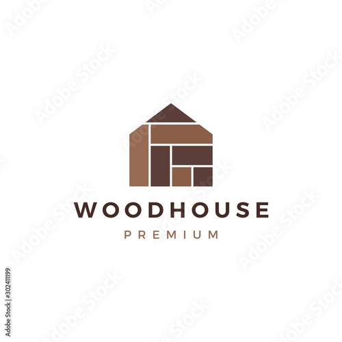 wood house timber panel wall facade decking wpc vinyl hpl logo vector icon illustration