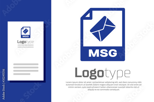 Blue MSG file document. Download msg button icon isolated on white background. MSG file symbol. Logo design template element. Vector Illustration