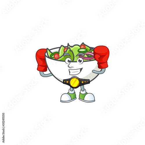 Salad in the a bowl boxing mascot