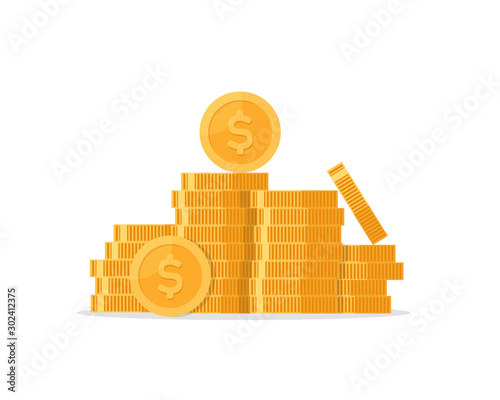 Stack of gold coins in a flat style. The concept of income or profit icons
