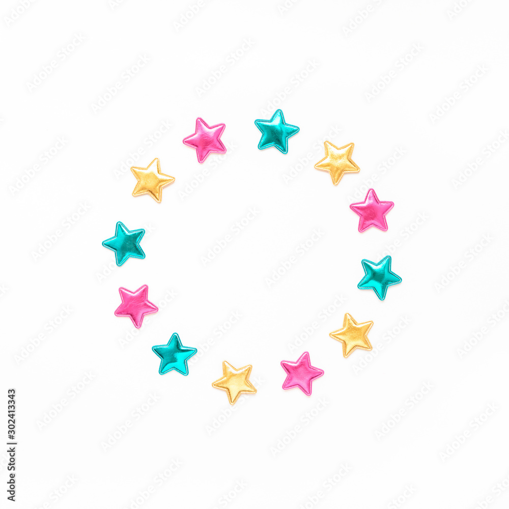 Decorative stars round wreath frame Decorative stars round wreath frame
