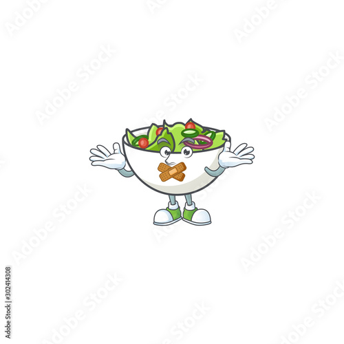 Fresh salad cartoon character with silent mascot