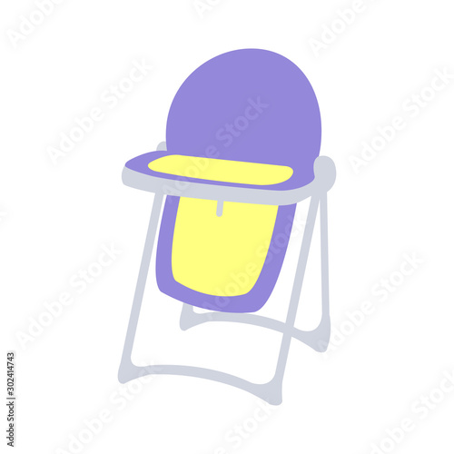 A purple and yellow cutely drawn babies chair