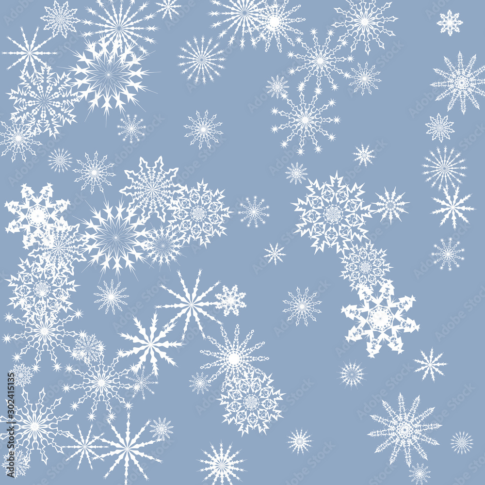 Fototapeta premium New Year background vector with falling snowflakes