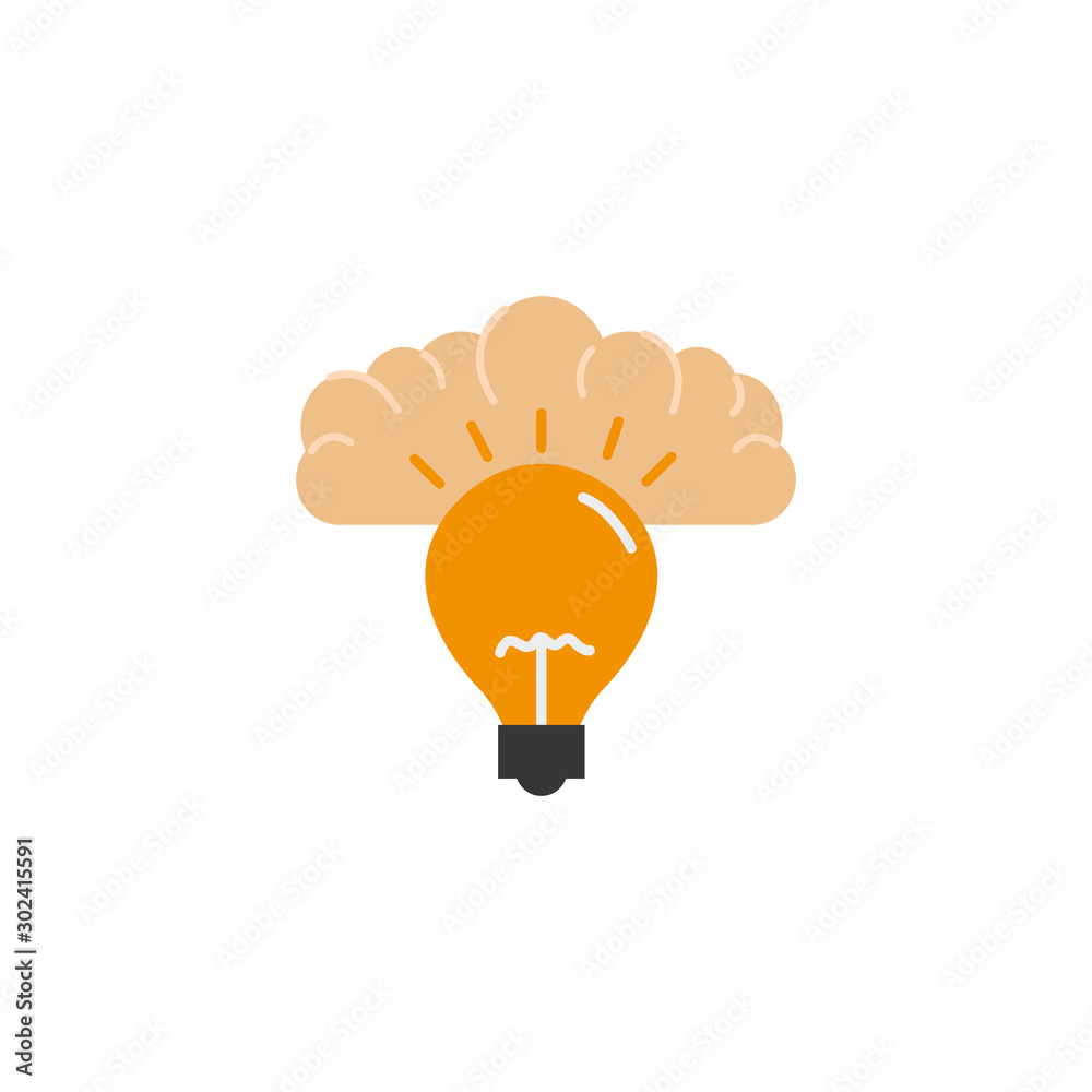 human brain bulb invention idea icon flat style human brain bulb invention idea icon flat style
