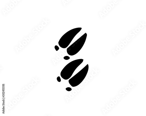 Deer and moose tracks black silhouette. Vector animals footprint set isolated on a