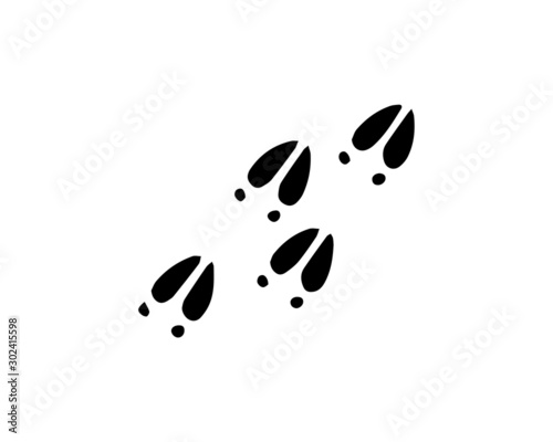 Deer and moose tracks black silhouette. Vector animals footprint set isolated on a