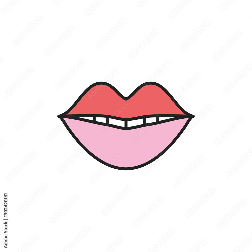 Isolated mouth lipstick fill design Isolated mouth lipstick fill design