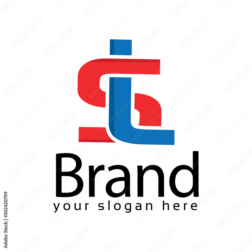 Red And Blue Letter SL Logo. Vector Illustration on white background Red And Blue Letter SL Logo. Vector Illustration on white background