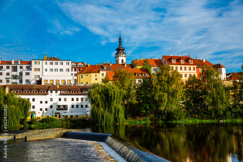 Obraz premium Scenic view of the city of Pisek and Otava river. Czech Republic
