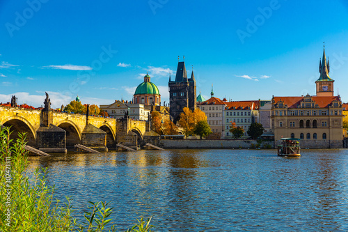 Charles Bridge and Old Town Bridge Tower in Prague, Czech Republic