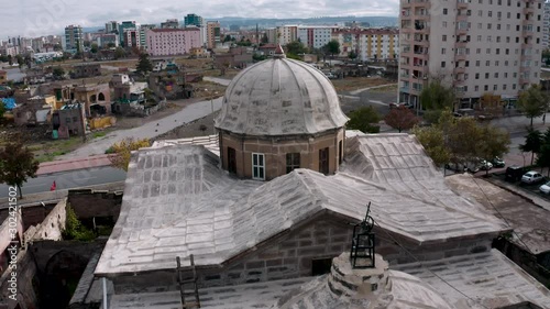 Surp Krikor Lusavoriç Historic Armenian Church in Kayseri From Sky, Turkiye photo