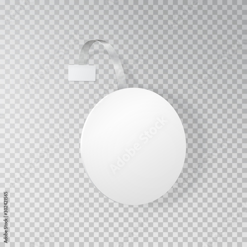 White empty round supermarket wobbler isolated on transparent background. Vector circle shelf plastic price banner or label template.