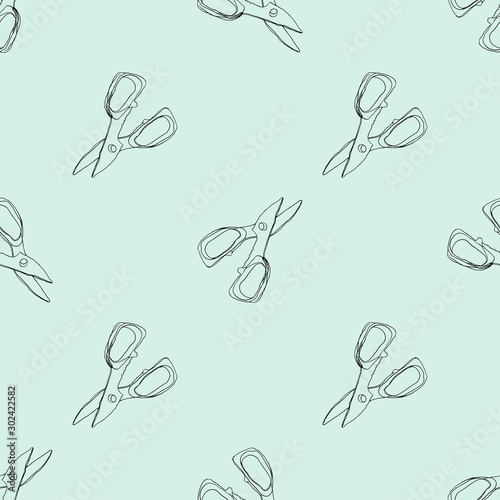 Vector pattern with scissors. Cartoon-like watercolor illustration. Isolated on white background for greeting card  textile and children s decor.