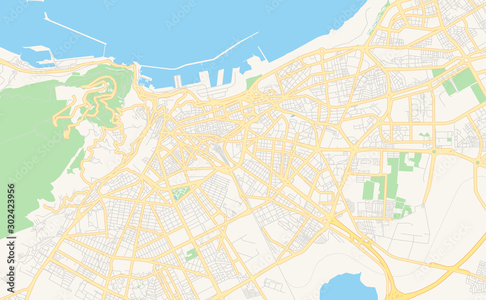 Printable street map of Oran, Algeria