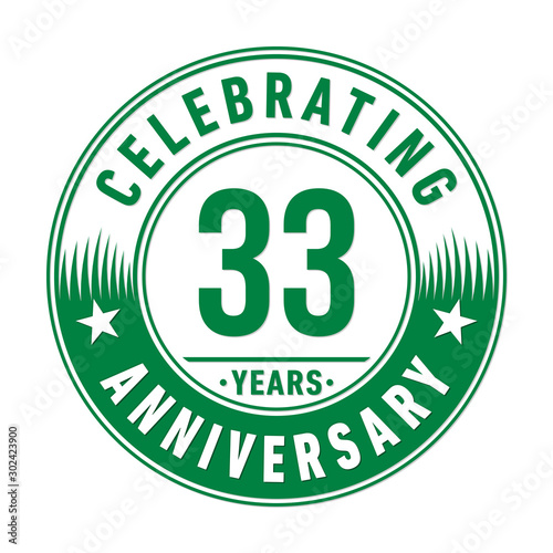 33 years anniversary celebration logo template. Vector and illustration.