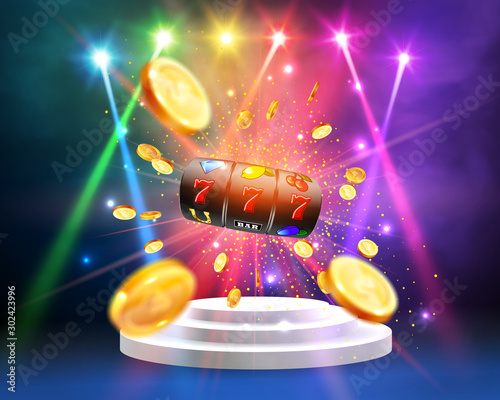 Golden slot machine wins the jackpot.