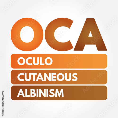 OCA - Oculo Cutaneous Albinism acronym, concept background