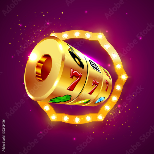 Golden slot machine wins the jackpot.
