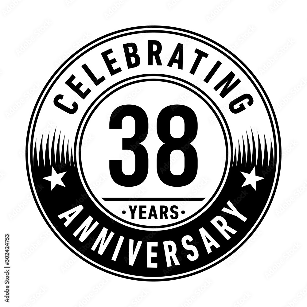 38 years anniversary celebration logo template. Vector and illustration.