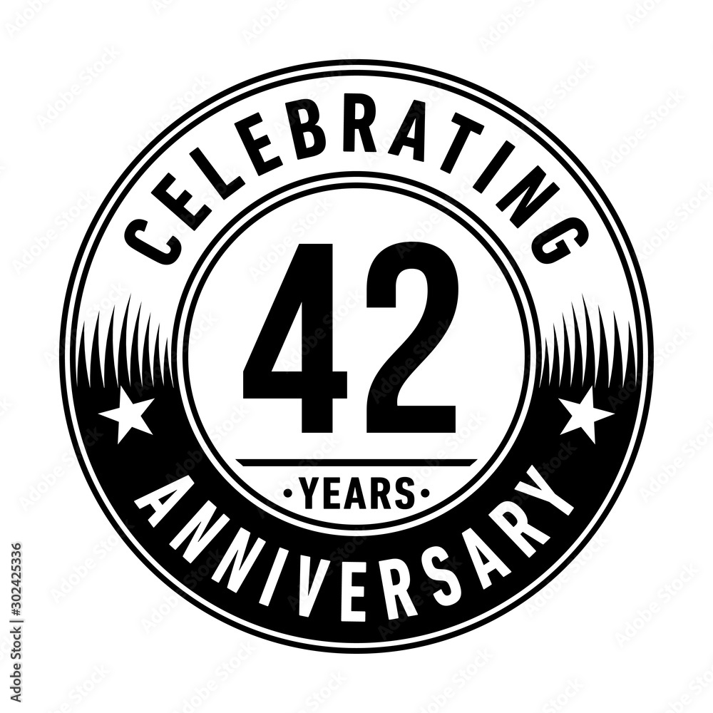 42 years anniversary celebration logo template. Vector and illustration.