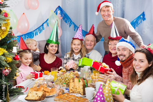 Large family happy to see each other