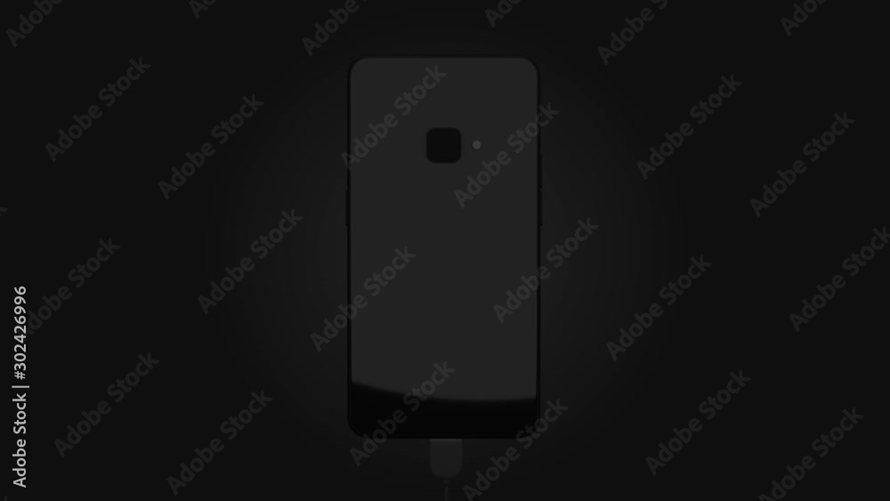 Smartphone Mobile Phone Charged Cable Charging Full Battery 3D Render