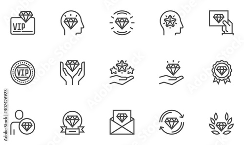 VIP vector line icons set. Very important person, VIP customer. Editable stroke. 48x48 Pixel Perfect.
