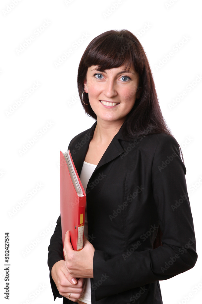 Portrait of a beautiful smiling businesswoman holding a folder Portrait of a beautiful smiling businesswoman holding a folder