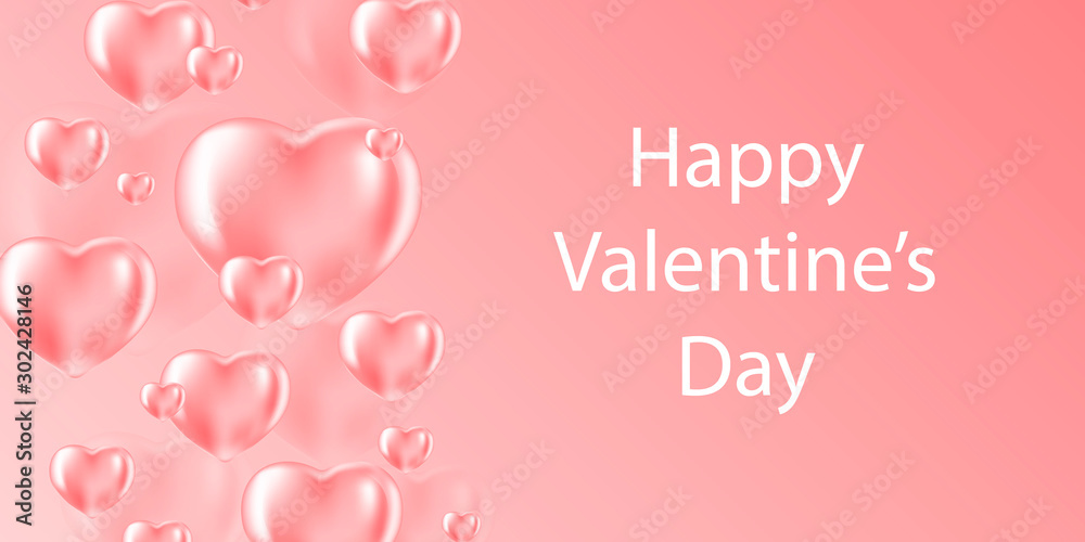 Valentine's day sale banner with heart balloons. Romantic background with hearts. Valentine's day concept . Valentine's day sale banner with heart balloons. Romantic background with hearts. Valentine's day concept .