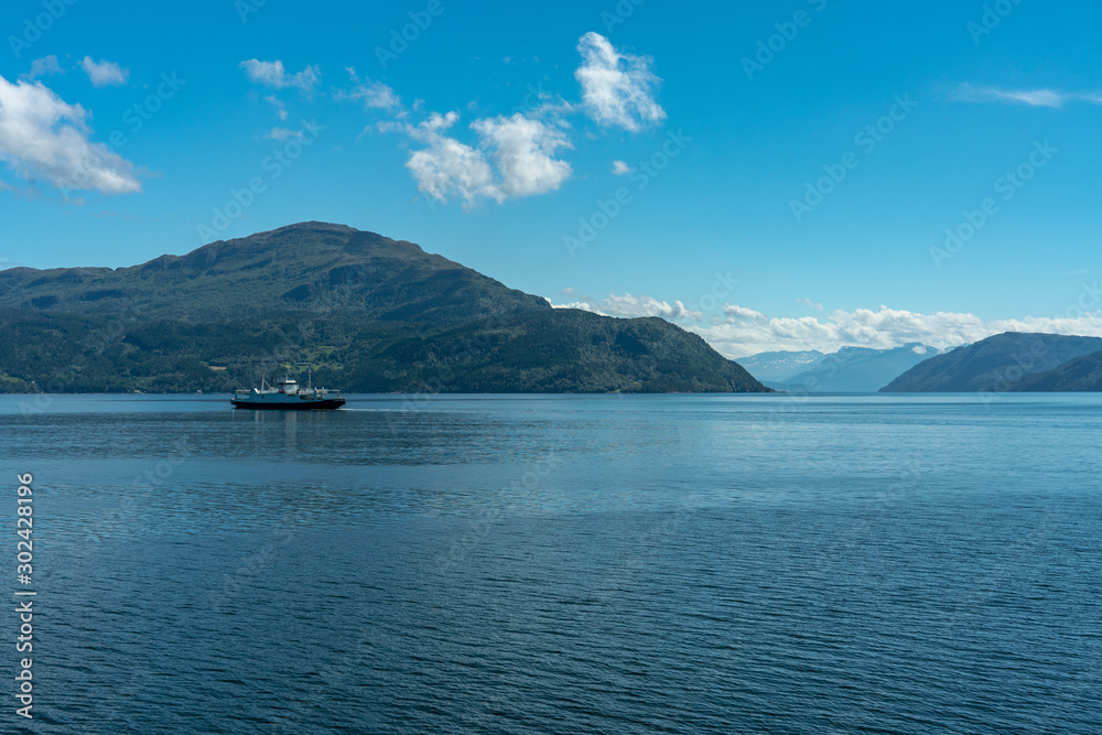 Beautiful fjord or bay in Norway on a sunny summer day