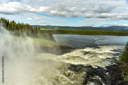 The rapid flushing waterfall Tannforsen in Northern Sweden