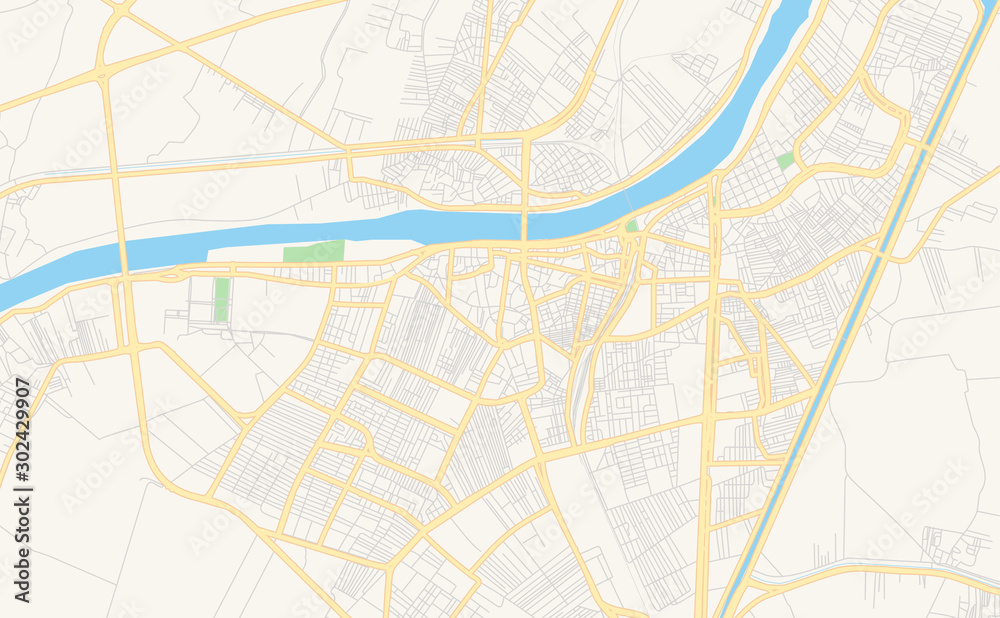 Printable street map of Al Mansurah, Egypt