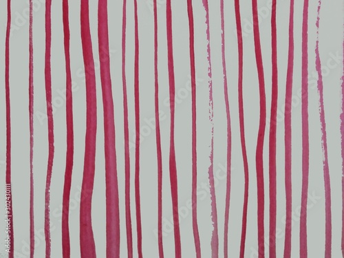 Watercolor deep pink color stripes pattern. Line background. watercolor hand drawn painting - Illustration