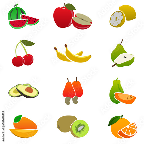 Set of fruits icons vector design