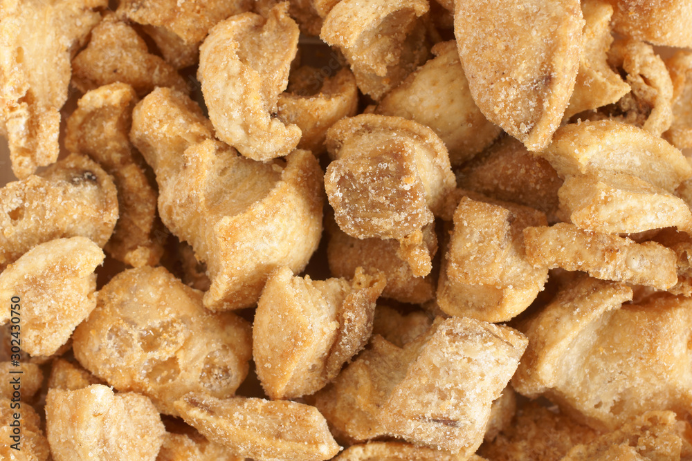 Pork scratchings deep fried pork rinds a popular snack Pork scratchings deep fried pork rinds a popular snack
