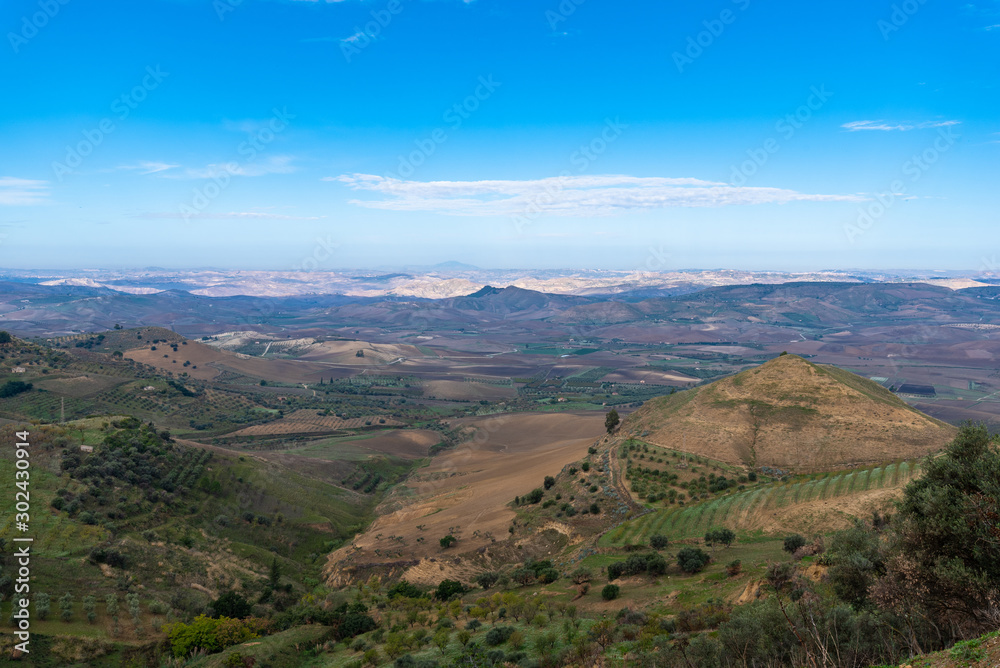 Sicilian Landscape from Mazzarino, Caltanissetta, Sicily, Italy, Europe
