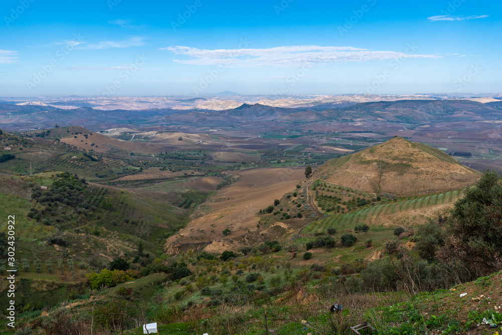 Naklejka premium Sicilian Landscape from Mazzarino, Caltanissetta, Sicily, Italy, Europe